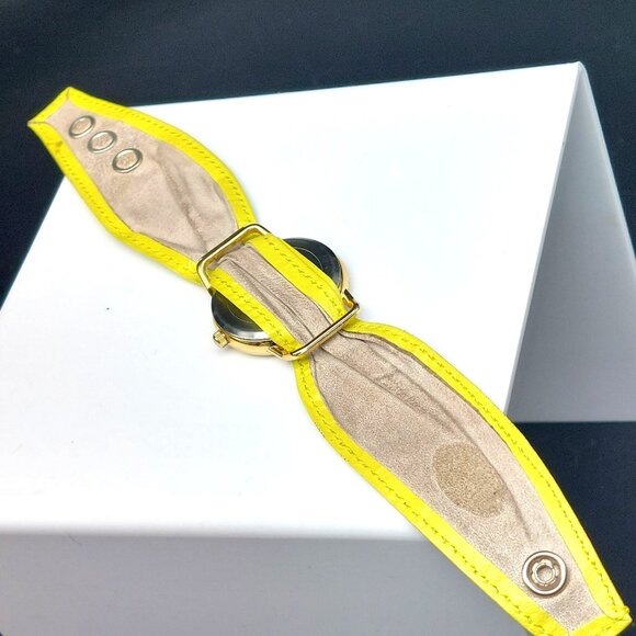 Amor Ladies Watch With Yellow Leather Strap & Gold-Tone Case